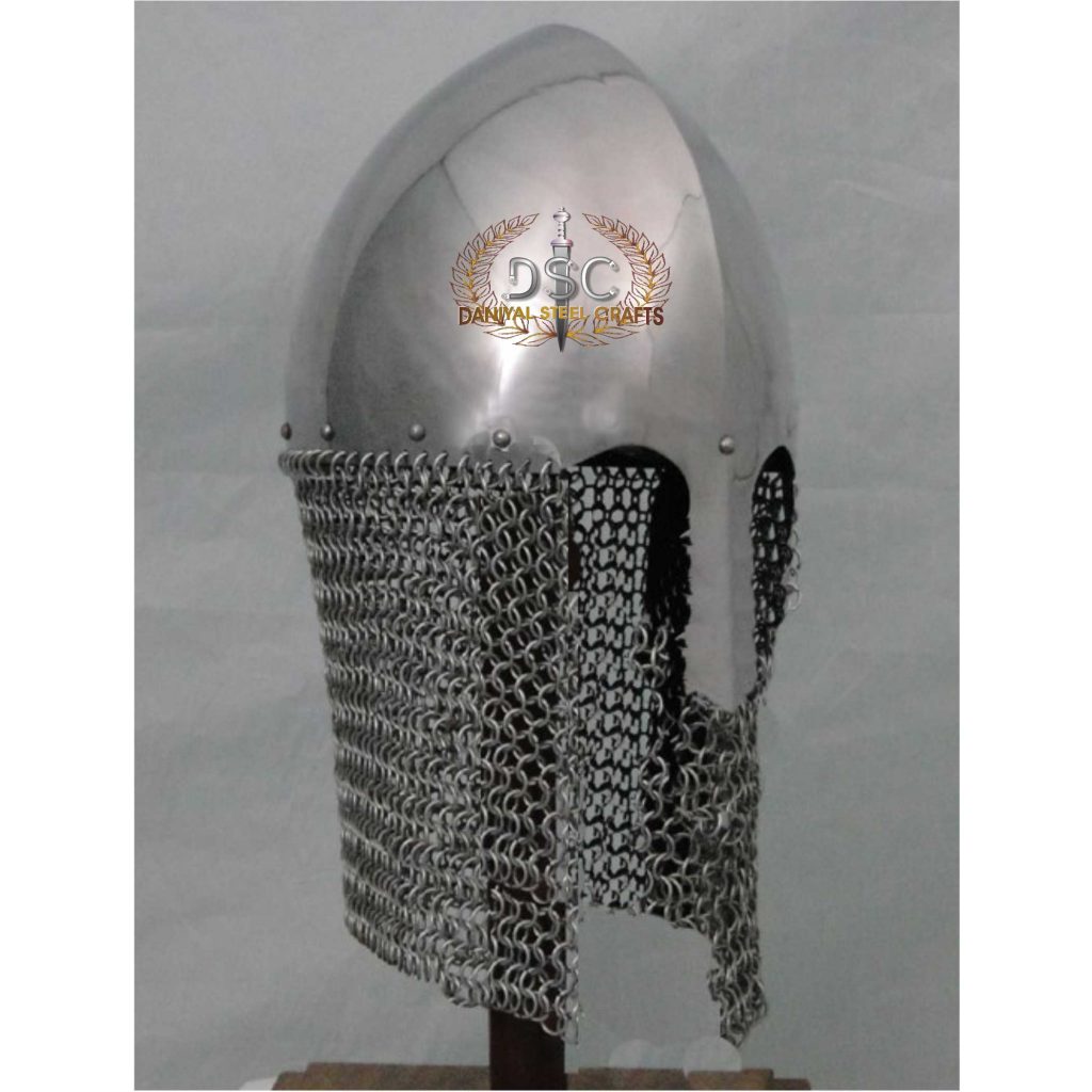 DSCH319 BYZANTINE CONICAL HELMET WITH CHAINMAIL Daniyal Steel Crafts